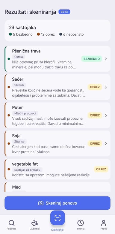 Skeniranje etikete sastojaka kamerom
